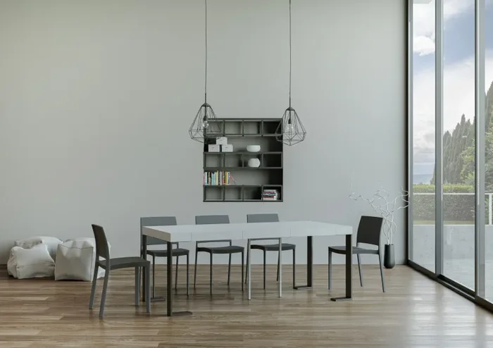 Consolle Allungabile 90-196x40x77 cm in Nobilitato Bianco - immagine 3