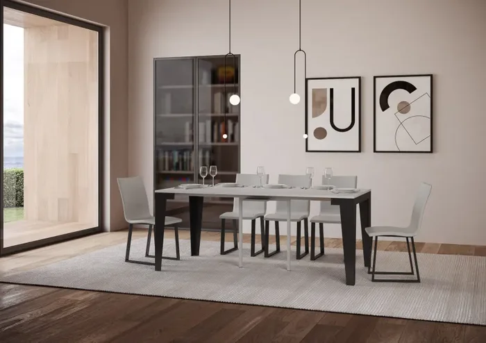 Consolle Allungabile 90-196x40x77 cm in Nobilitato Bianco - immagine 3