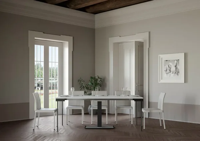 Consolle Allungabile 90-196x40x77 cm in Nobilitato Bianco Saldi - immagine 2