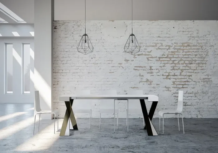 Consolle Allungabile 90-196x40x77 cm in Nobilitato Bianco Saldi - immagine 3