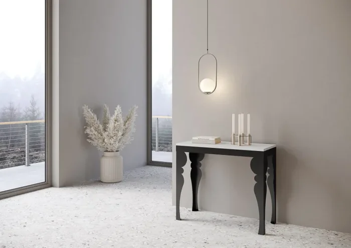 Consolle Allungabile 90-196x40x77 cm in Nobilitato Bianco - immagine 2