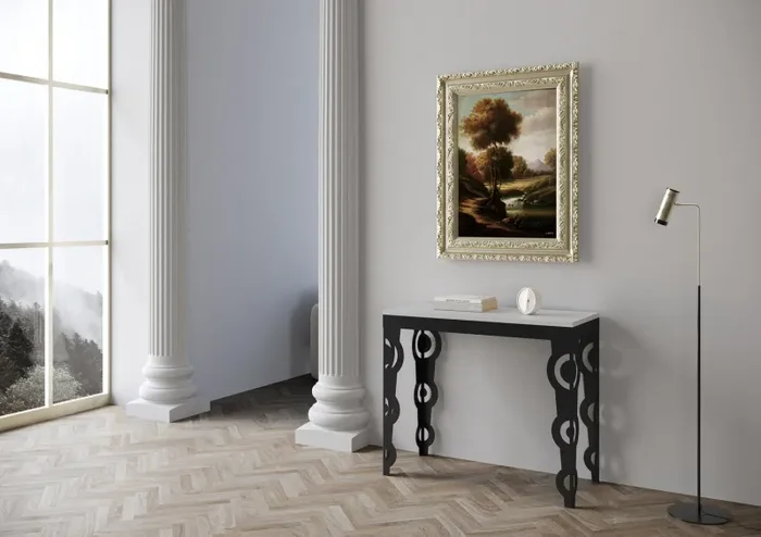 Consolle Allungabile 90-196x40x77 cm in Nobilitato Bianco - immagine 2