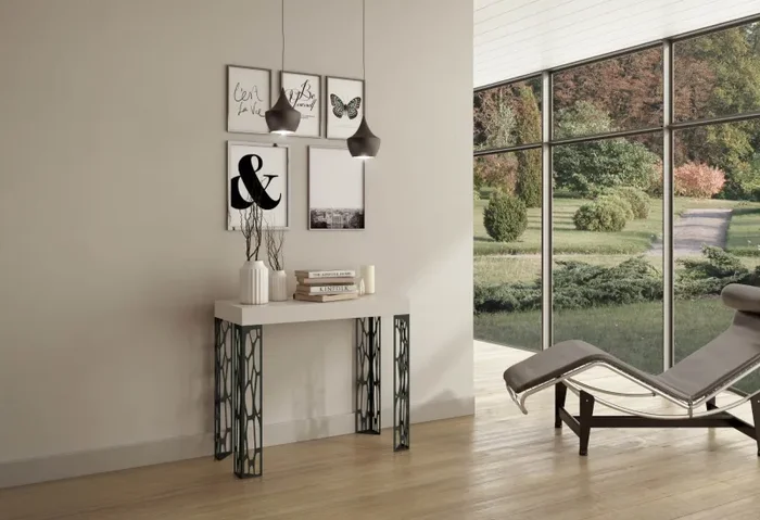 Consolle Allungabile 90-196x40x77 cm in Nobilitato Bianco - immagine 2