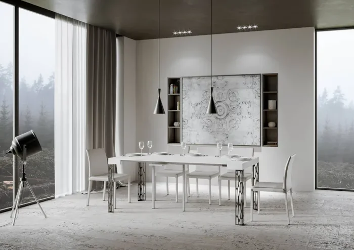 Consolle Allungabile 90-196x40x77 cm in Nobilitato Bianco - immagine 3