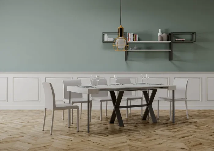 Consolle Allungabile 90-196x40x77 cm in Nobilitato Bianco - immagine 3