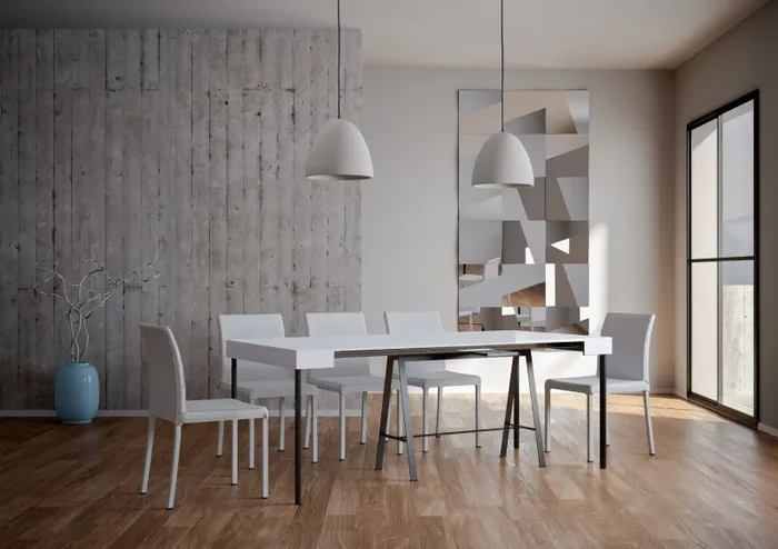 Consolle Allungabile 90-196x40x77 cm in Nobilitato Bianco - immagine 3