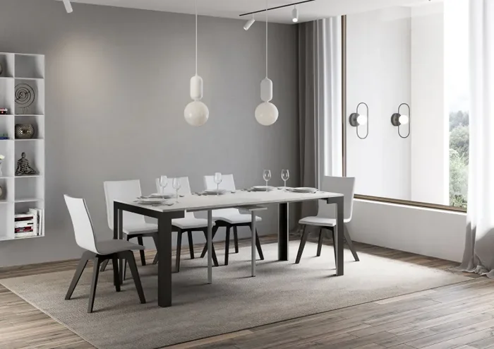 Consolle Allungabile 90-196x40x77 cm in Nobilitato Bianco - immagine 3