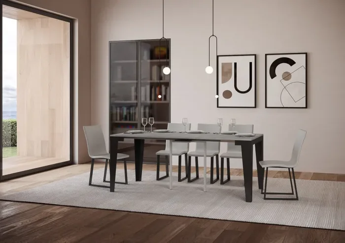 Consolle Allungabile 90-196x40x77 cm in Nobilitato Grigio - immagine 3