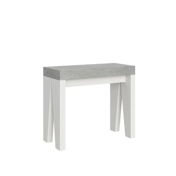 Consolle Allungabile 90-196x40x77 cm in Nobilitato Grigio e Bianco Fornitura