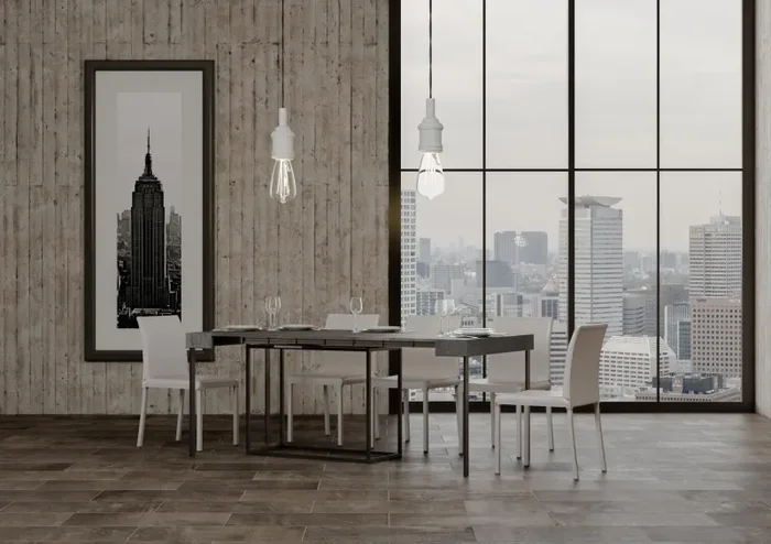 Consolle Allungabile 90-196x40x77 cm in Nobilitato Grigio Moda - immagine 3