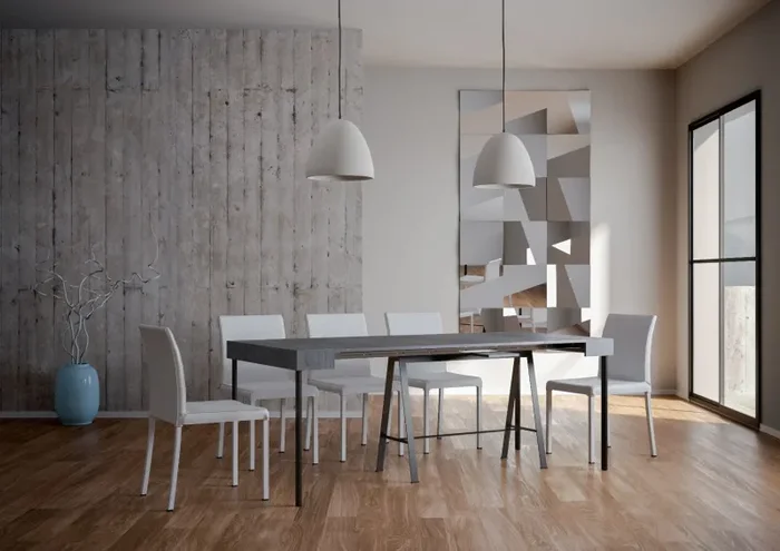 Consolle Allungabile 90-196x40x77 cm in Nobilitato Grigio - immagine 3