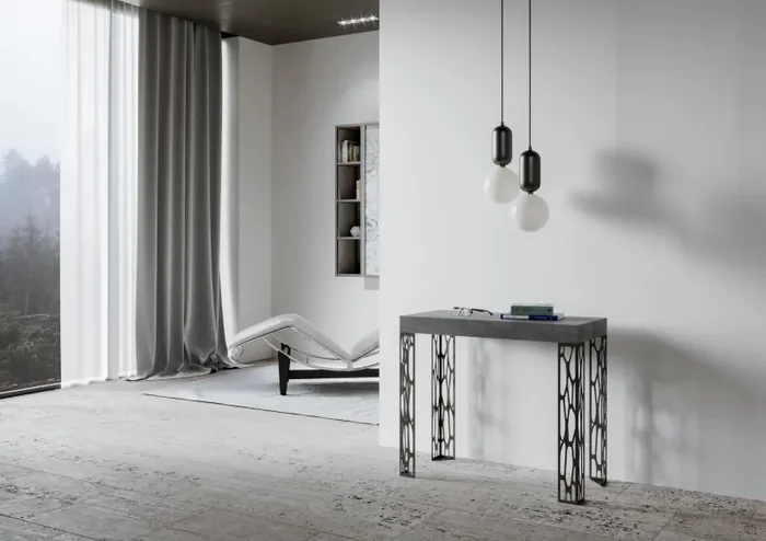 Consolle Allungabile 90-196x40x77 cm in Nobilitato Grigio - immagine 2