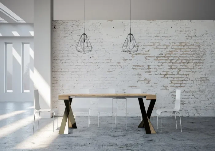 Consolle Allungabile 90-196x40x77 cm in Nobilitato Marrone - immagine 3