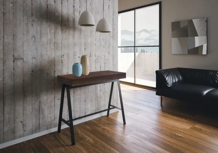 Consolle Allungabile 90-196x40x77 cm in Nobilitato Marrone - immagine 2