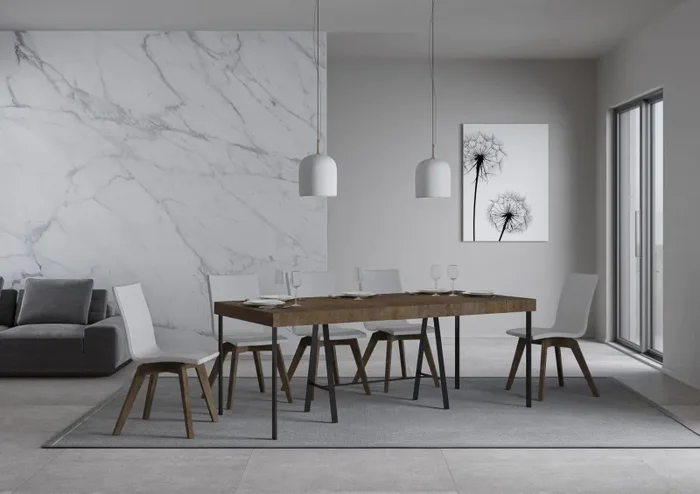 Consolle Allungabile 90-196x40x77 cm in Nobilitato Marrone - immagine 3