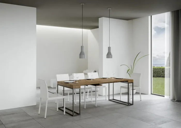 Consolle Allungabile 90-196x40x77 cm in Nobilitato Marrone - immagine 3