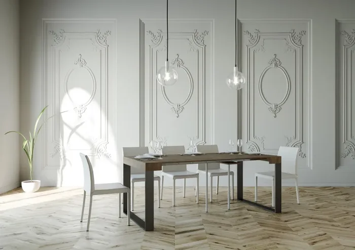 Consolle Allungabile 90-196x40x77 cm in Nobilitato Marrone - immagine 3