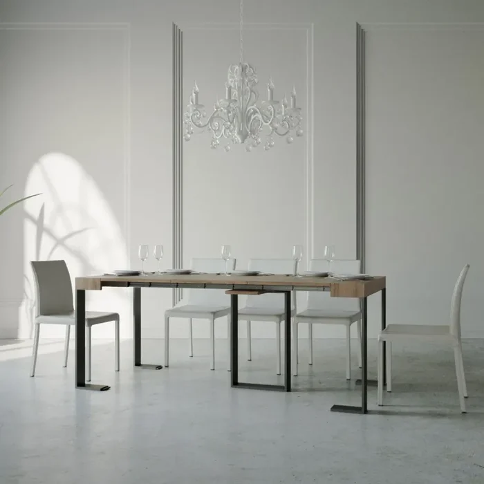 Consolle Allungabile 90-196x40x77 cm in Nobilitato Marrone - immagine 3