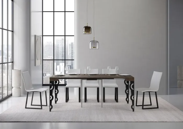 Consolle Allungabile 90-196x40x77 cm in Nobilitato Marrone - immagine 3