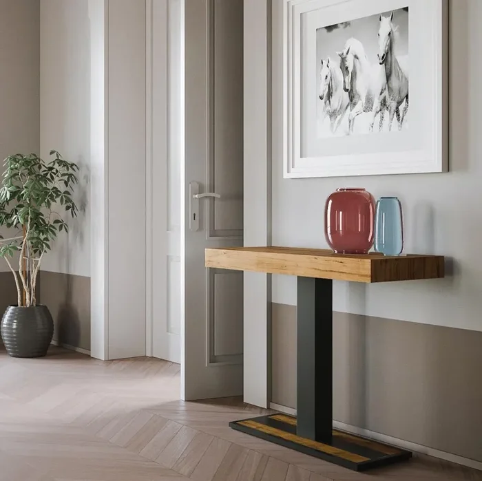 Consolle Allungabile 90-196x40x77 cm in Nobilitato Marrone Online - immagine 2