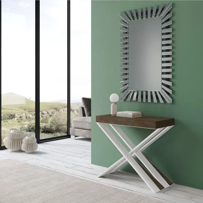 Consolle Allungabile 90-196x40x77 cm in Nobilitato Marrone - immagine 2