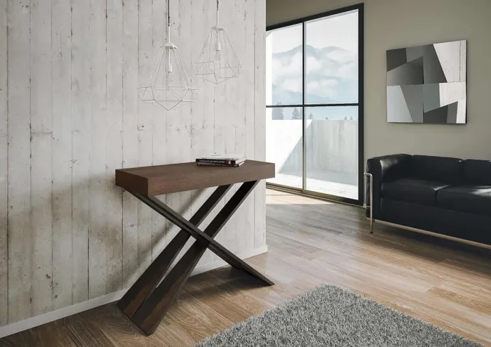 Consolle Allungabile 90-196x40x77 cm in Nobilitato Marrone Saldi - immagine 2