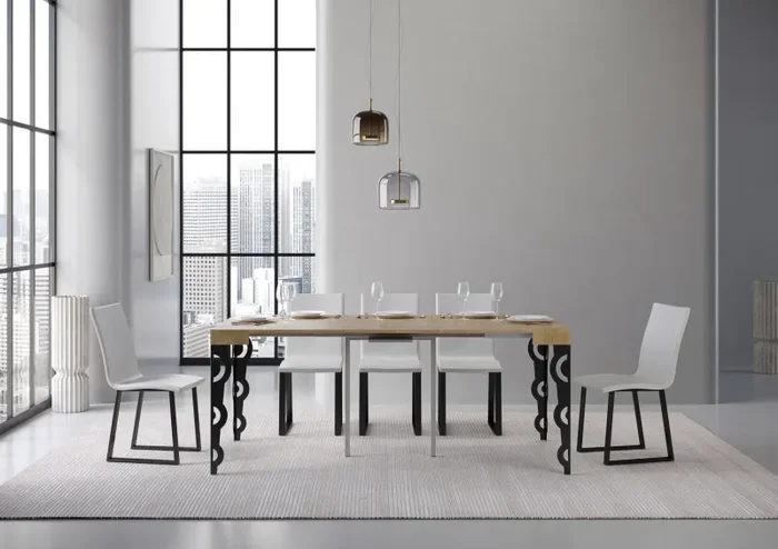 Consolle Allungabile 90-196x40x77 cm in Nobilitato Marrone - immagine 3