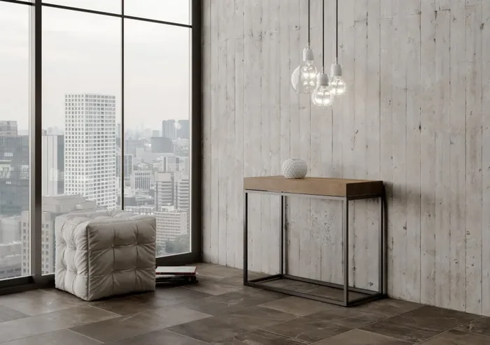 Consolle Allungabile 90-196x40x77 cm in Nobilitato Marrone - immagine 2