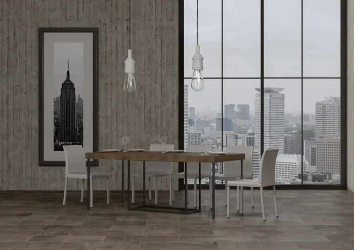 Consolle Allungabile 90-196x40x77 cm in Nobilitato Marrone - immagine 3