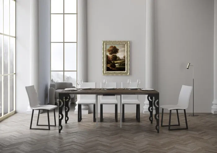 Consolle Allungabile 90-196x40x77 cm in Nobilitato Marrone Vendita online - immagine 3