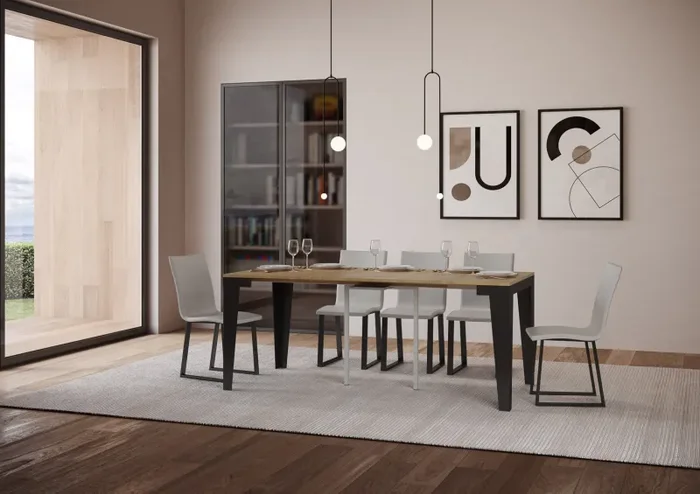 Consolle Allungabile 90-196x40x77 cm in Nobilitato Marrone - immagine 3