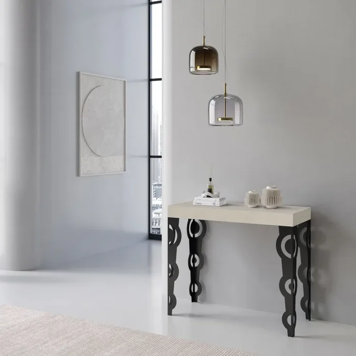 Consolle Allungabile 90-196x40x77 cm Karamay Small Cashmere Telaio Antracite - immagine 2