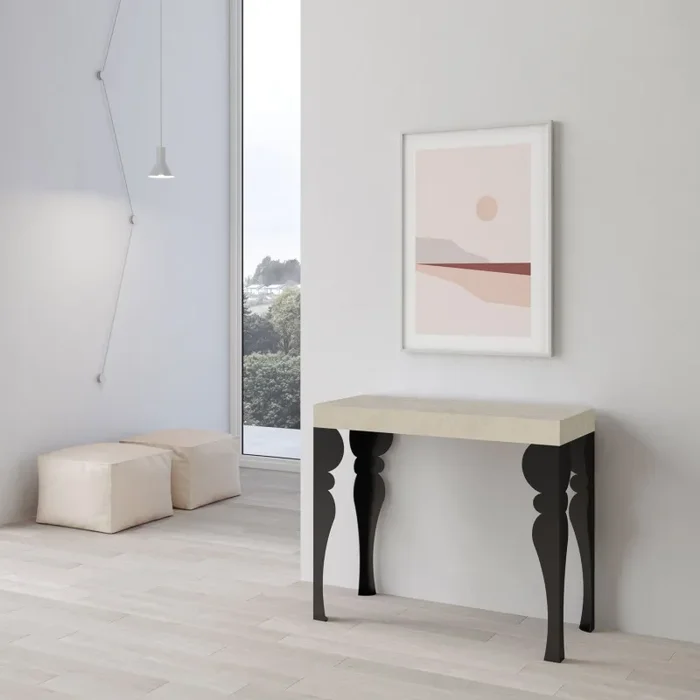 Consolle Allungabile 90-196x40x77 cm Paxon Small Cashmere Telaio Antracite - immagine 2