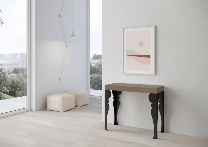 Consolle Allungabile 90-196x40x77 cm Paxon Small Premium Tortora Telaio Antracite - immagine 3