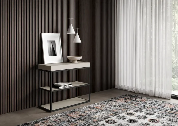 Consolle Allungabile 90-196x40x77 cm Plano Small Cashmere Telaio Antracite In saldo - immagine 2