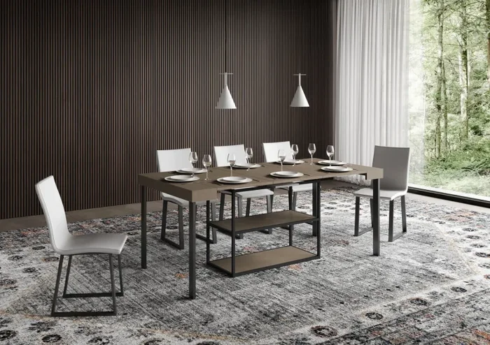 Consolle Allungabile 90-196x40x77 cm Plano Small Tortora Telaio Antracite - immagine 3