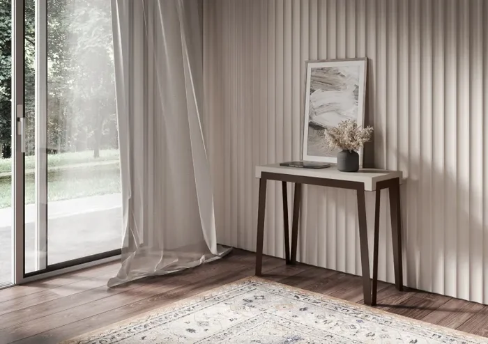 Consolle Allungabile 90-196x40x77 cm Rio Small Cashmere Telaio Ruggine - immagine 2