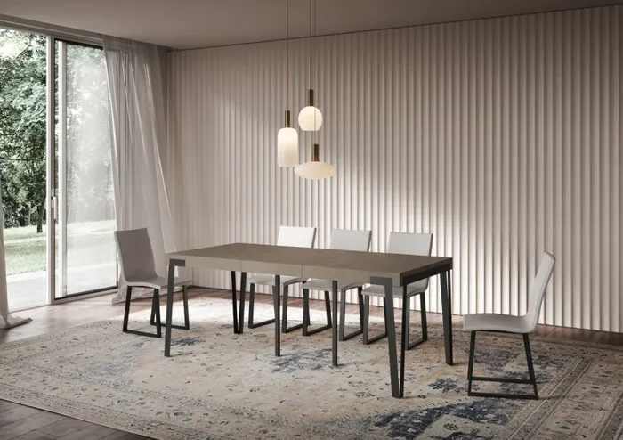 Consolle Allungabile 90-196x40x77 cm Rio Small Premium Tortora Telaio Antracite - immagine 3