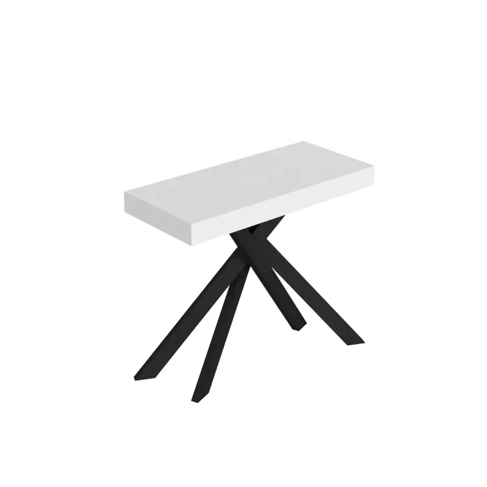 Consolle Allungabile 90-196x40x77 cm Saki Small Premium Bianco Frassino Gambe Antracite