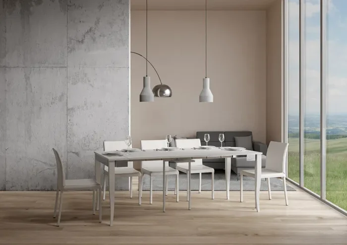 Consolle Allungabile 90-196x40x78 cm in Nobilitato Bianco - immagine 2