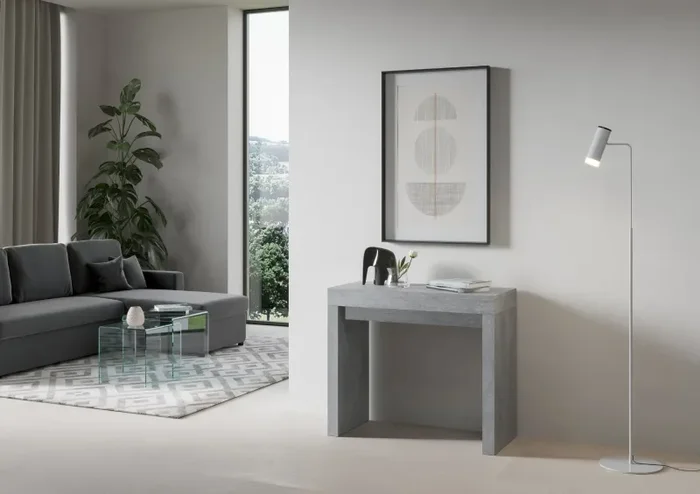 Consolle Allungabile 90-196x42x77 cm in Nobilitato Grigio - immagine 2