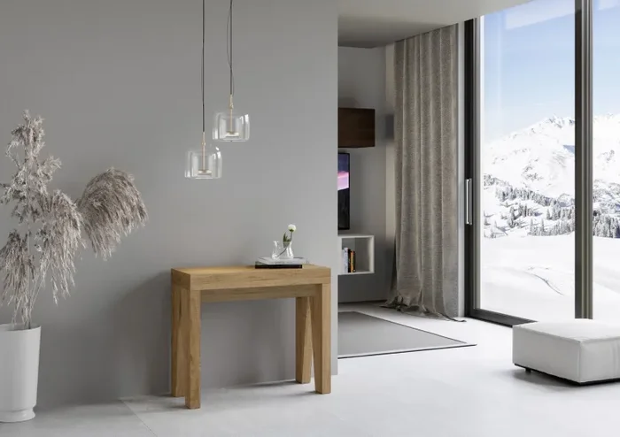 Consolle Allungabile 90-196x42x77 cm in Nobilitato Marrone - immagine 2