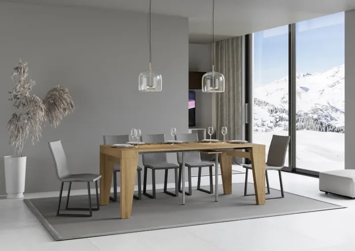 Consolle Allungabile 90-196x42x77 cm in Nobilitato Marrone - immagine 3