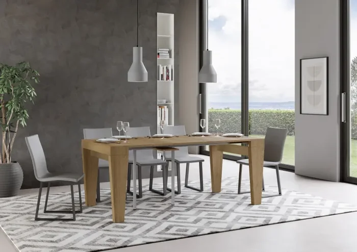 Consolle Allungabile 90-196x42x77 cm in Nobilitato Marrone - immagine 3