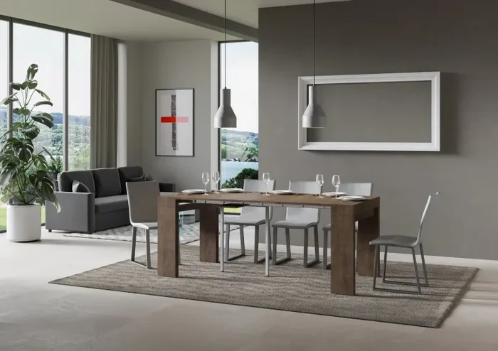 Consolle Allungabile 90-196x42x77 cm in Nobilitato Marrone Sconti - immagine 3