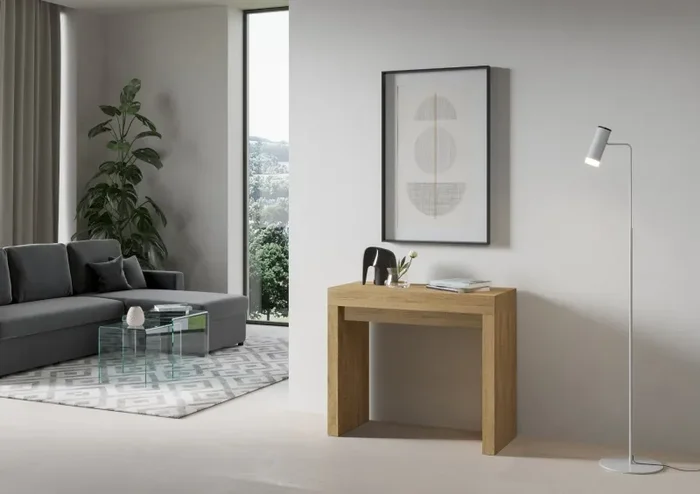 Consolle Allungabile 90-196x42x77 cm in Nobilitato Marrone - immagine 2