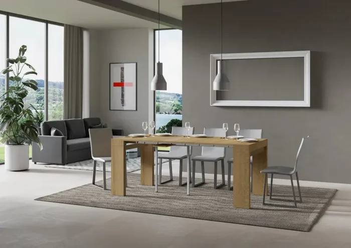 Consolle Allungabile 90-196x42x77 cm in Nobilitato Marrone - immagine 3