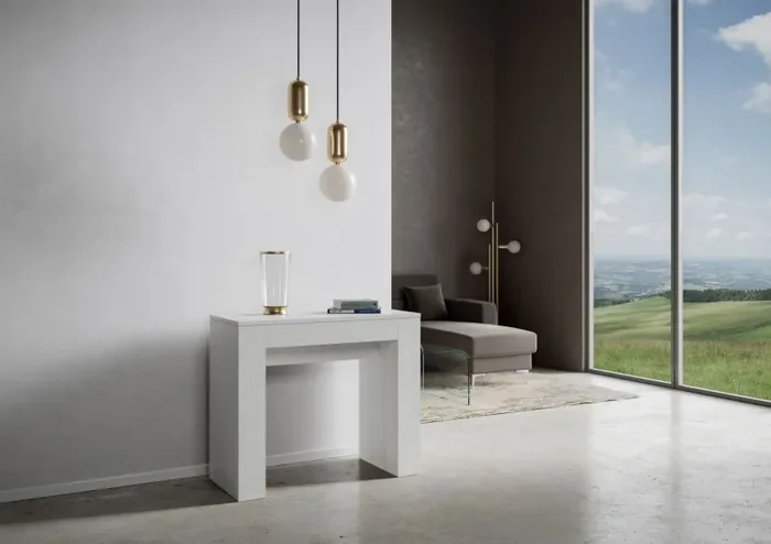 Consolle Allungabile 90-198x42x77 cm in Nobilitato Bianco Online ora - immagine 3