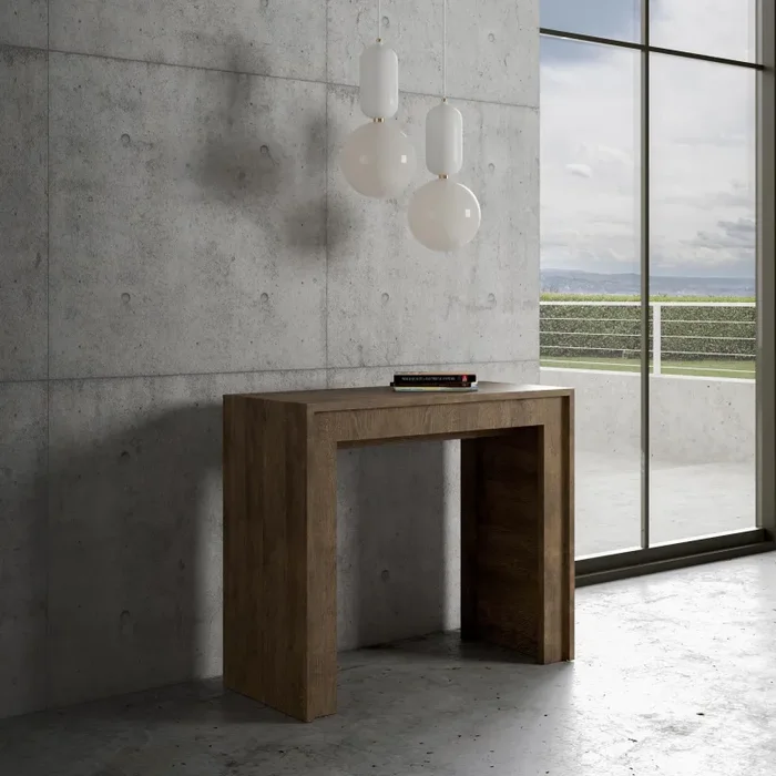 Consolle Allungabile 90-198x42x78 cm in Nobilitato Marrone - immagine 2