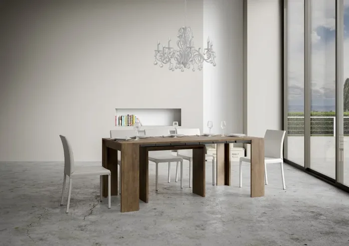 Consolle Allungabile 90-198x42x78 cm in Nobilitato Marrone - immagine 3